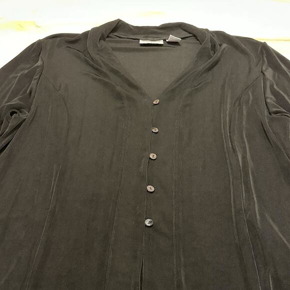 Chico's Travelers 3 16 Cardigan Button Down V-neck Long Sleeve Black - Picture 3 of 7